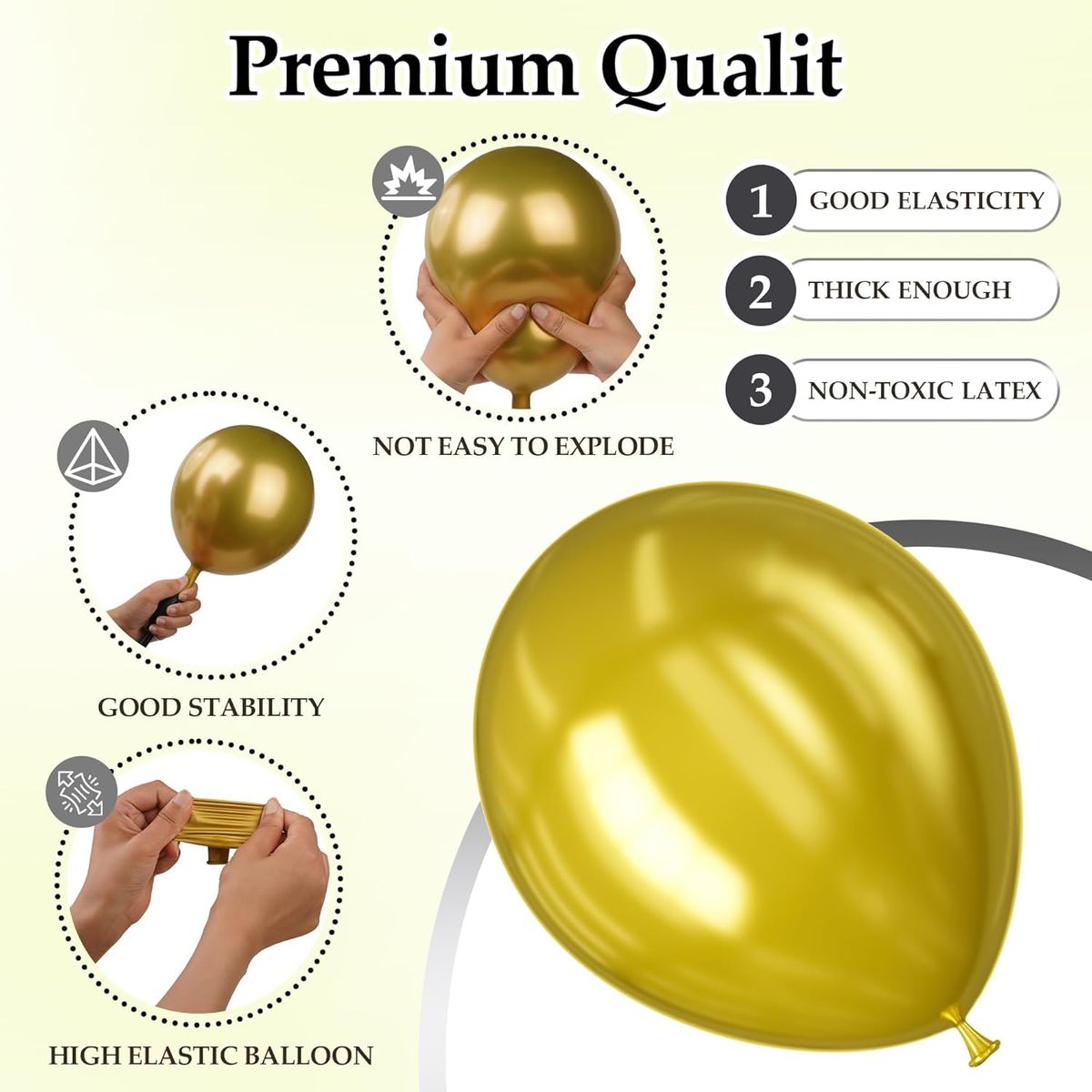 Cart In Mart 129 Piece Latex Balloons For Garland Arch Decor Party Birthday -4 Sizes - Gold