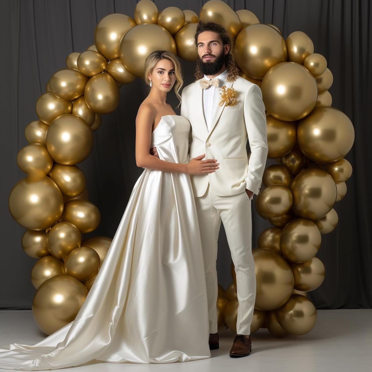Cart In Mart 129 Piece Latex Balloons For Garland Arch Decor Party Birthday -4 Sizes - Gold