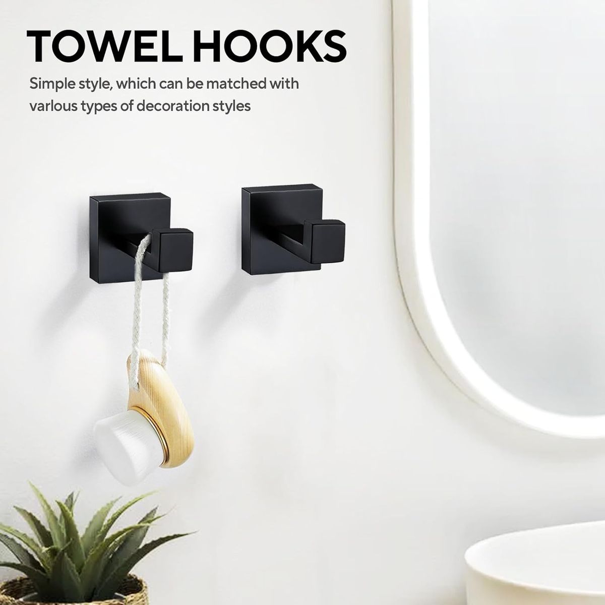Cart In Mart Bathroom Accessories Set-Bath Towel Rack Hanger - Matte Black - 5 Piece