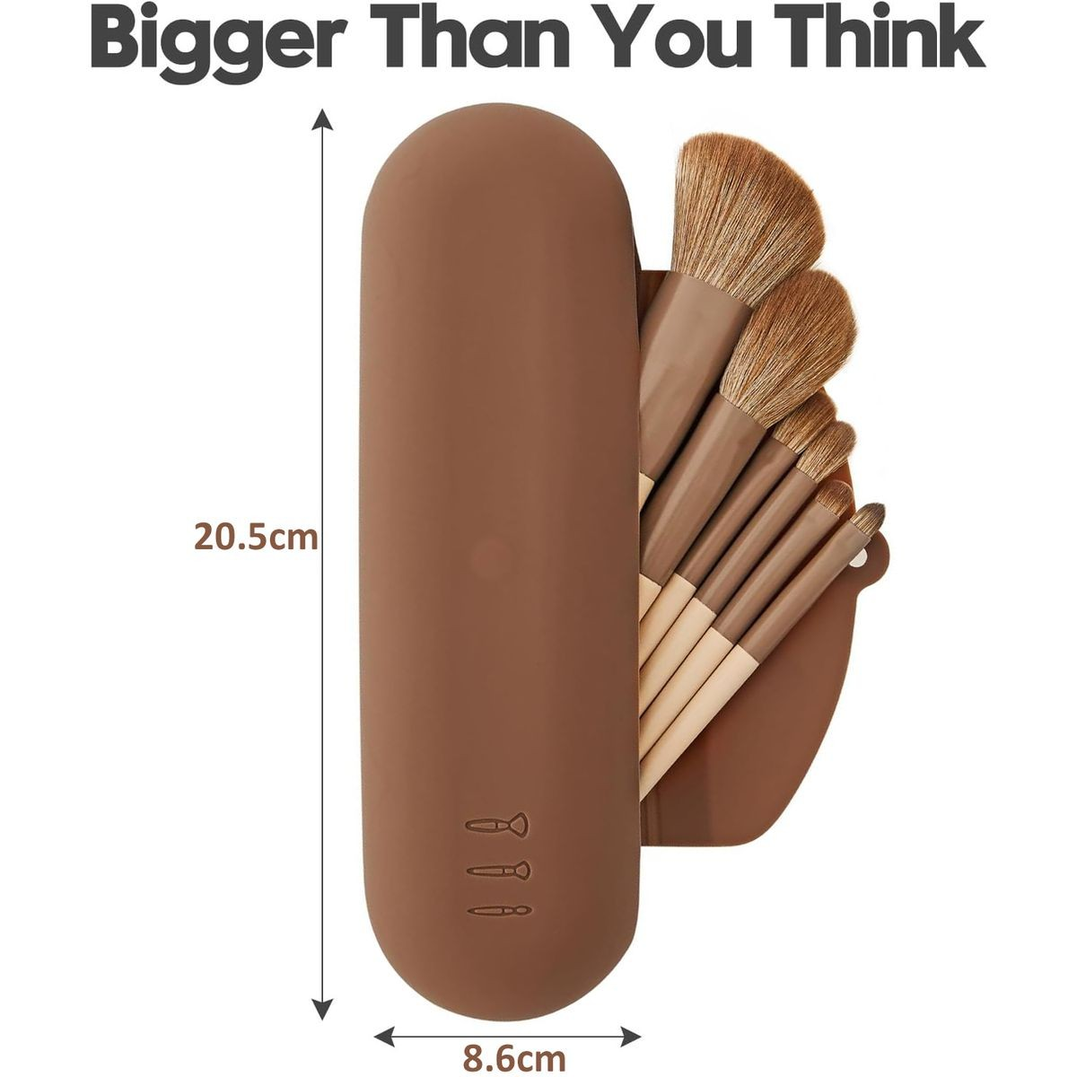 Cart In Mart Silicone Makeup Brush Holder Travel Case Cosmetic Pouch_Coffee Colour