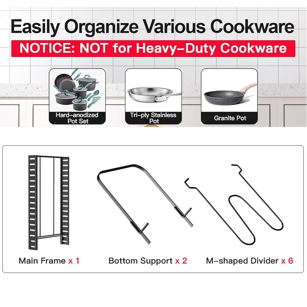 Cart In Mart 8 Tier Pot And Pan Organiser Rack Adjustable Under Or In Cabinet- 3 Methods