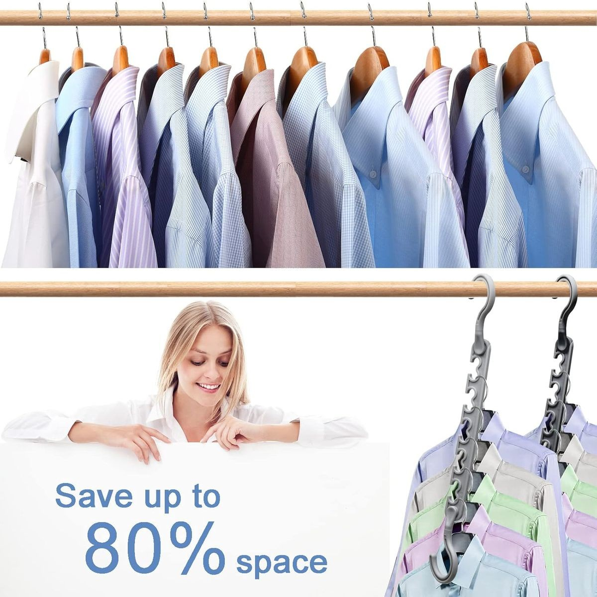 Cart In Mart Magic Closet Hangers for Clothes Space Saving Organizers - Rotating - Pack of 12