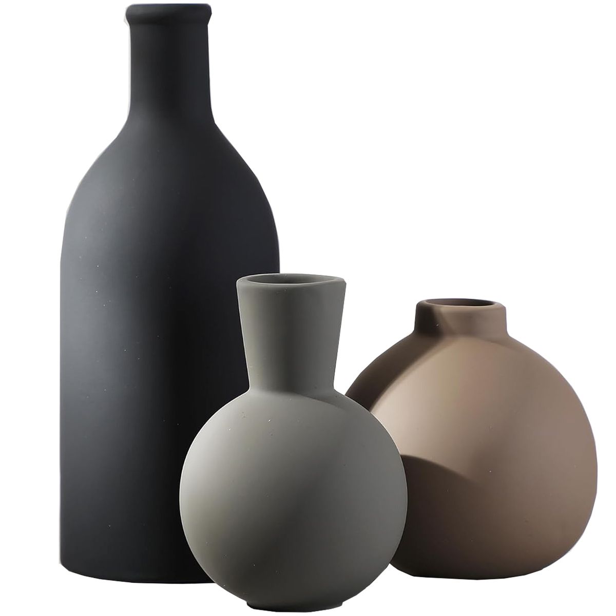 Cart In Mart 3-Piece Rustic Vase Set Decorative Ceramic Vases for Pampas Dried Flowers