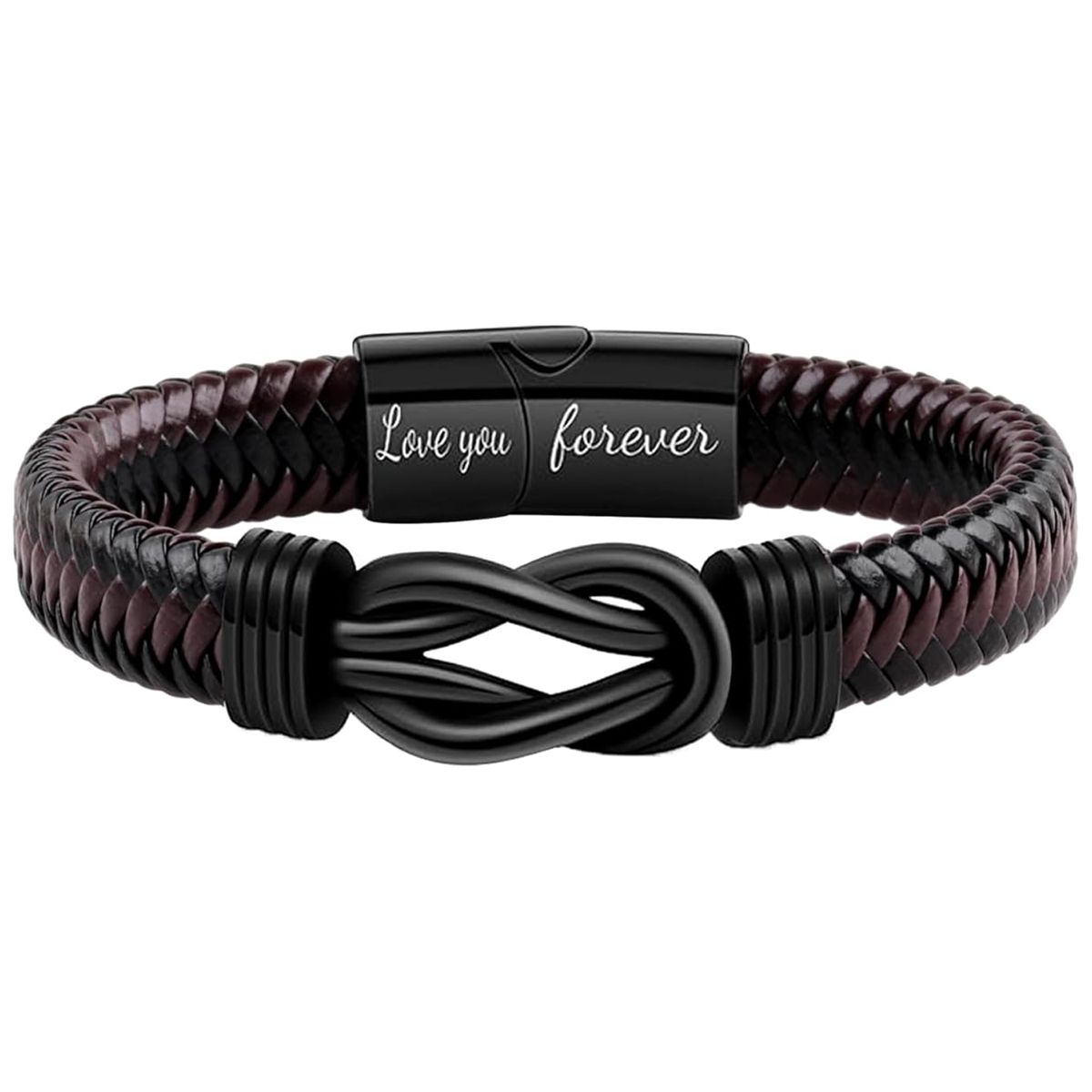 Cart In Mart Men's Leather Bracelet Magnetic Lock Love You Forever Romantic Gift for Him