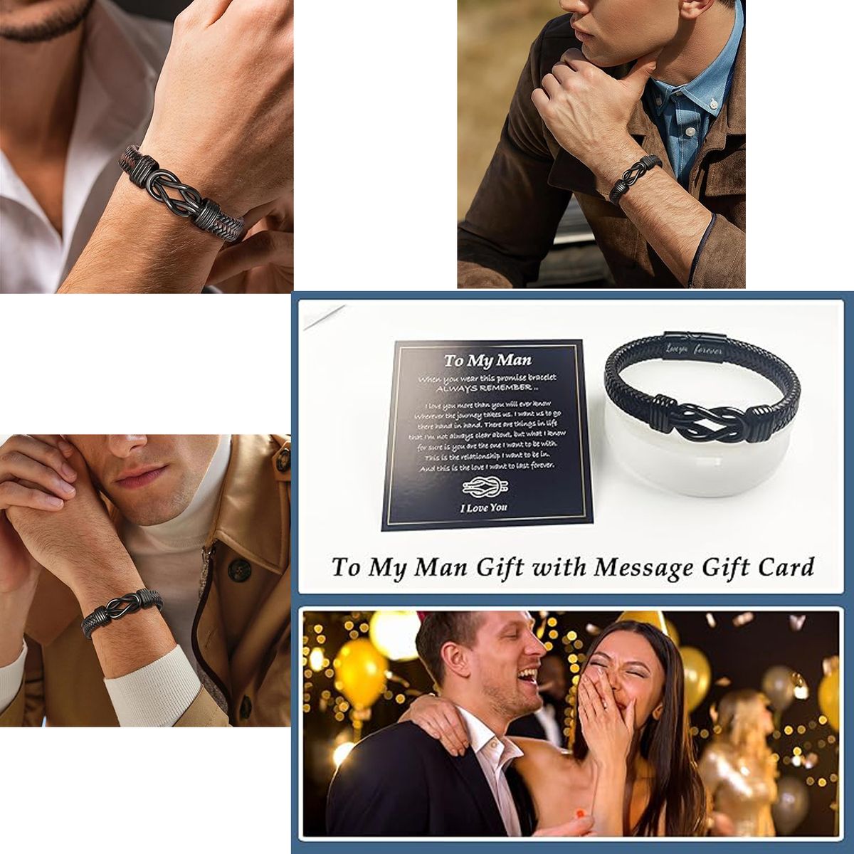 Cart In Mart Men's Leather Bracelet Magnetic Lock Love You Forever Romantic Gift for Him