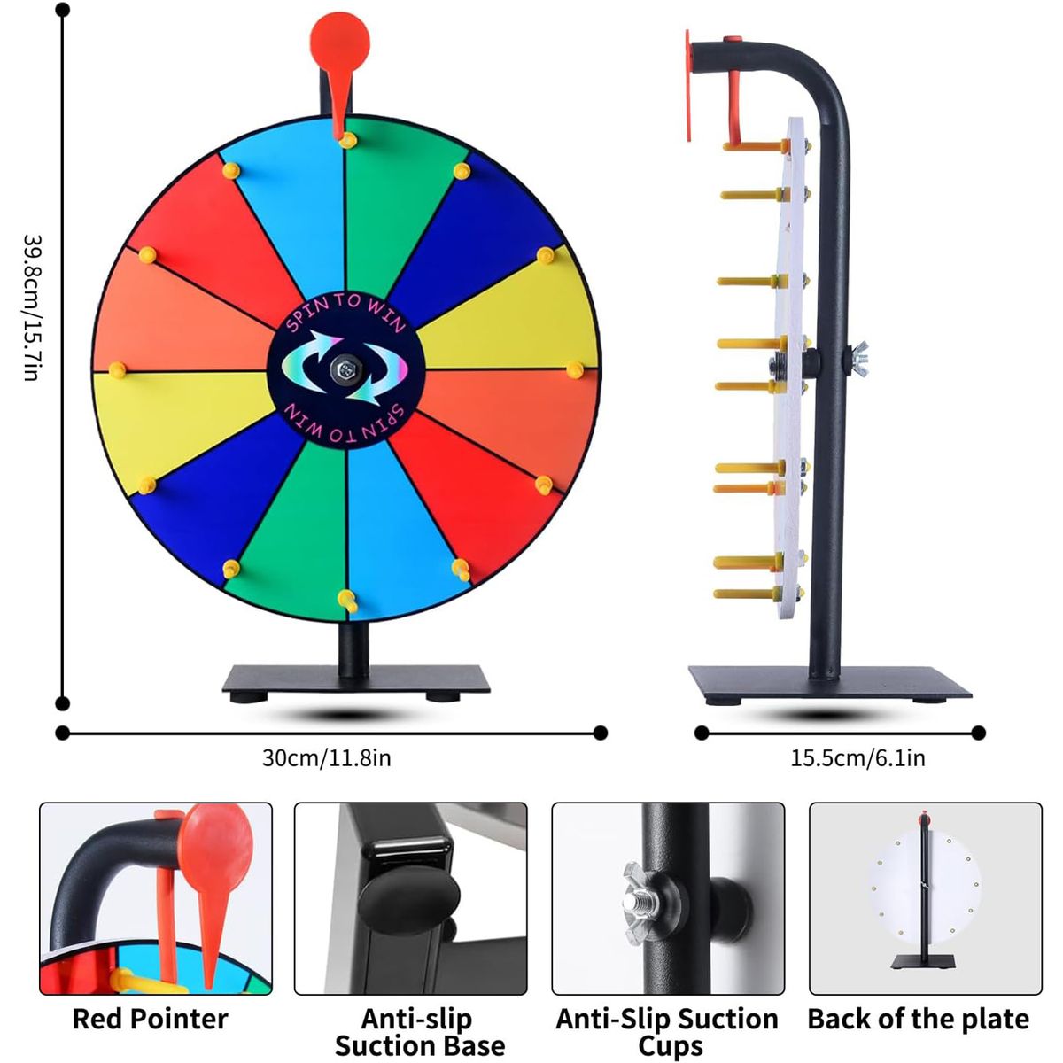 Cart In Mart Tabletop Spinning Prize Wheel with Stand 12 Slot Dry Erase Game for Parties