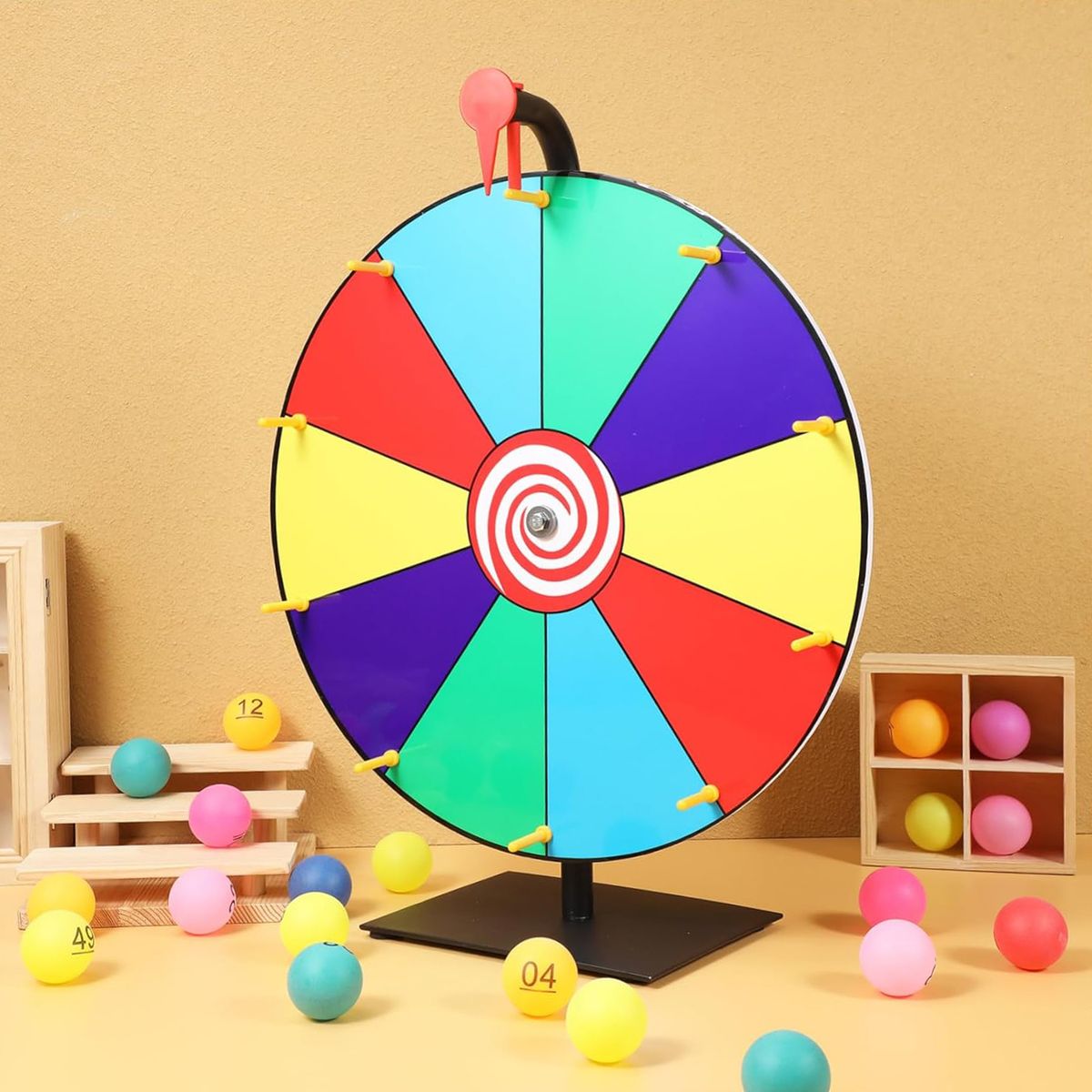 Cart In Mart Tabletop Spinning Prize Wheel with Stand 12 Slot Dry Erase Game for Parties