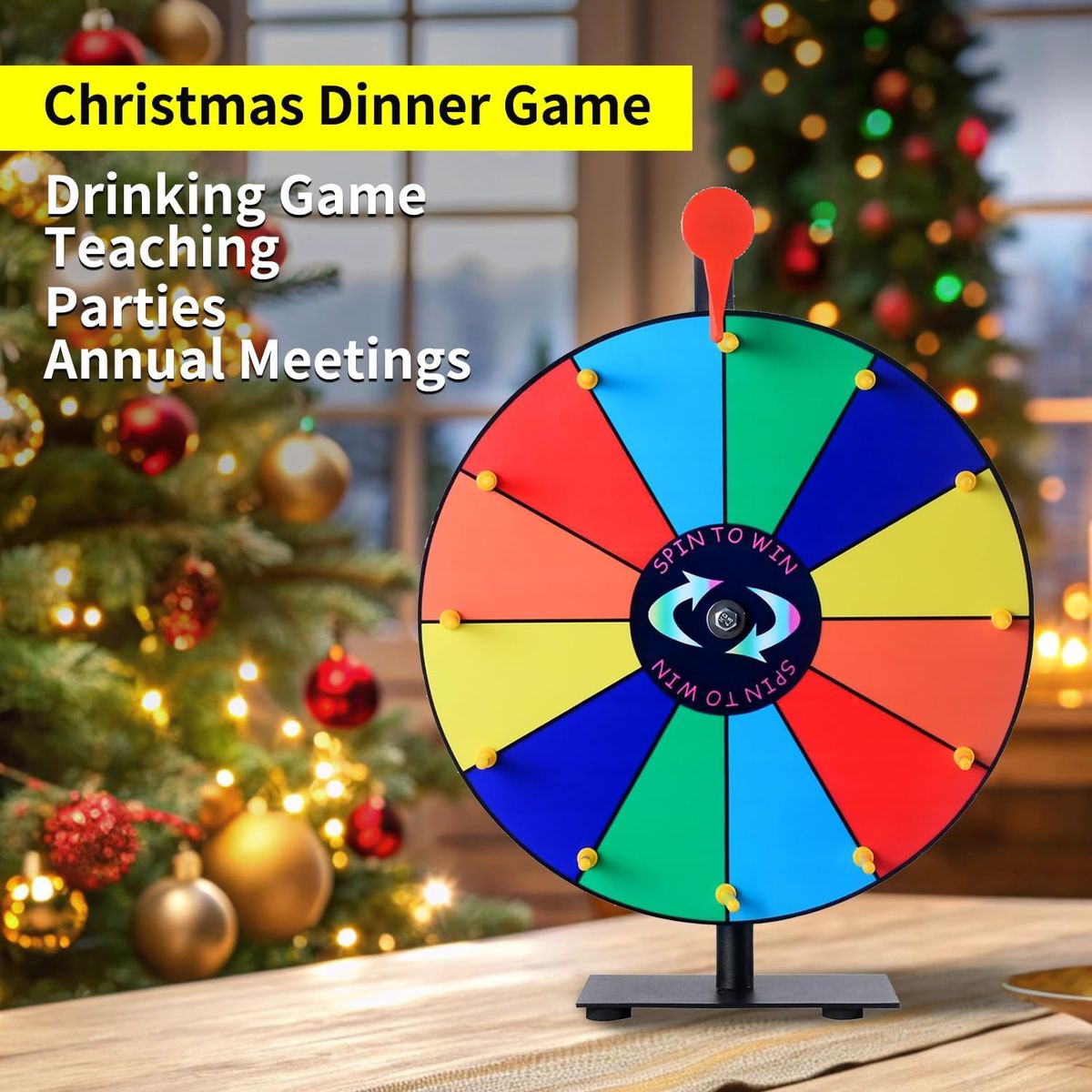 Cart In Mart Tabletop Spinning Prize Wheel with Stand 12 Slot Dry Erase Game for Parties