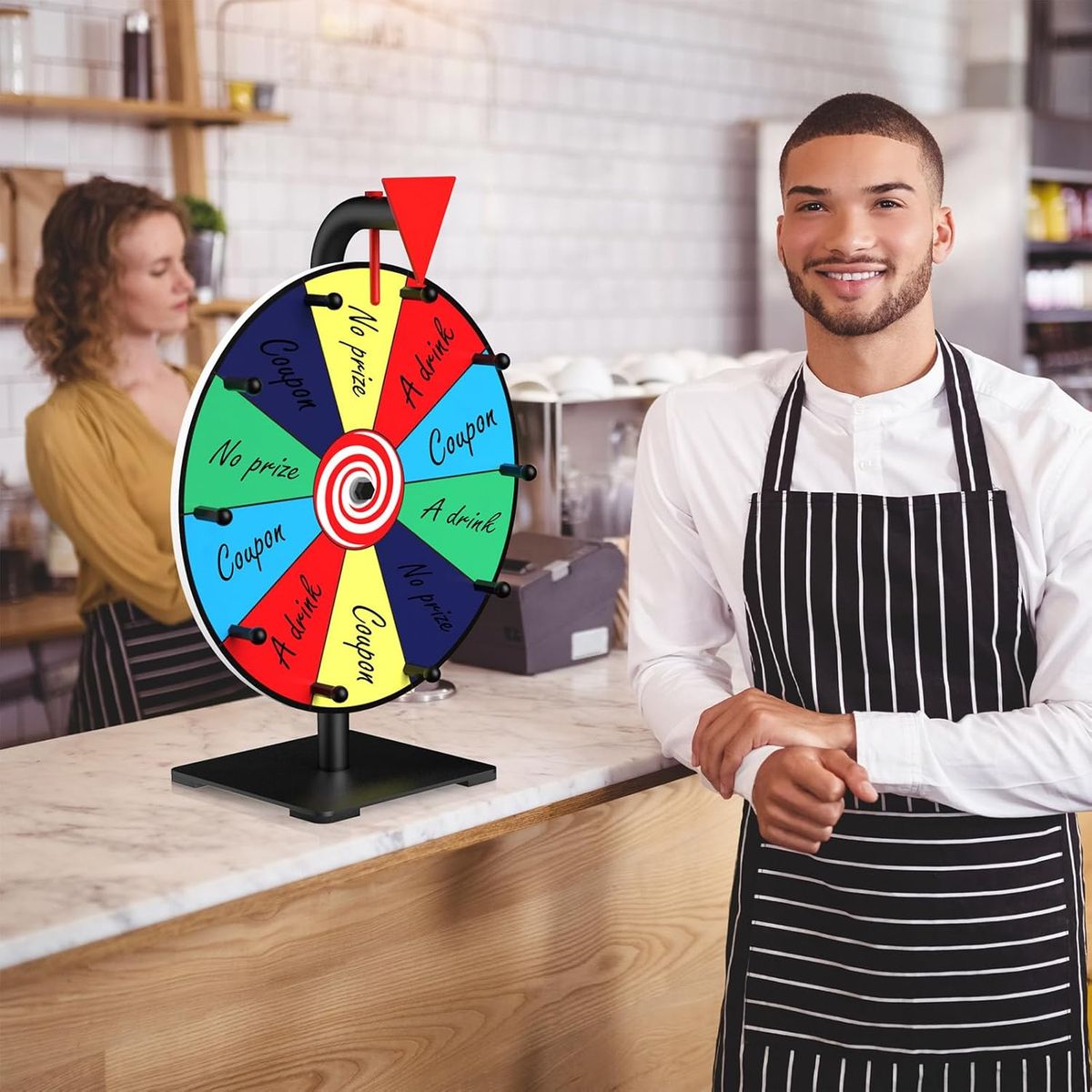 Cart In Mart Tabletop Spinning Prize Wheel with Stand 12 Slot Dry Erase Game for Parties
