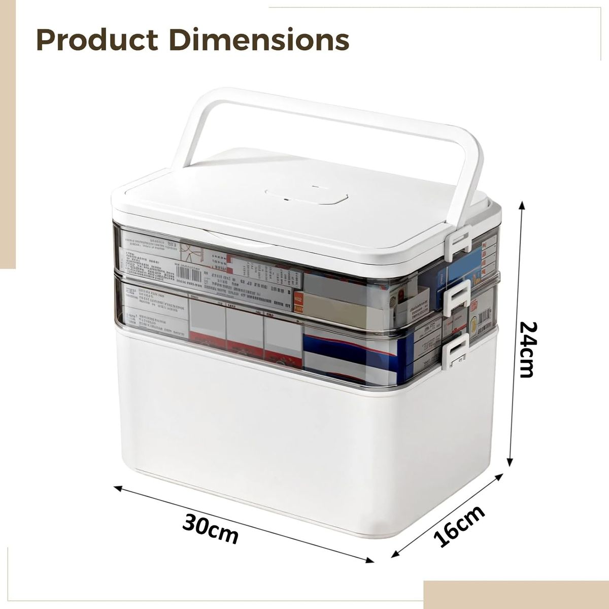 Cart In Mart 3-Layer Portable Medicine Storage Box with Travel Pill Case First Aid Kit