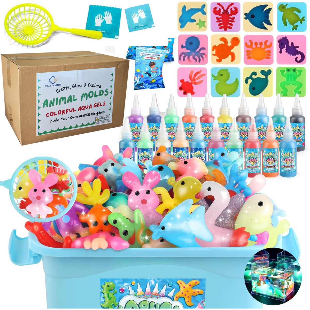 Cart In Mart Magic Water Elf Toy Kit Aqua Gel Craft Set With 20 Gels Animal Molds