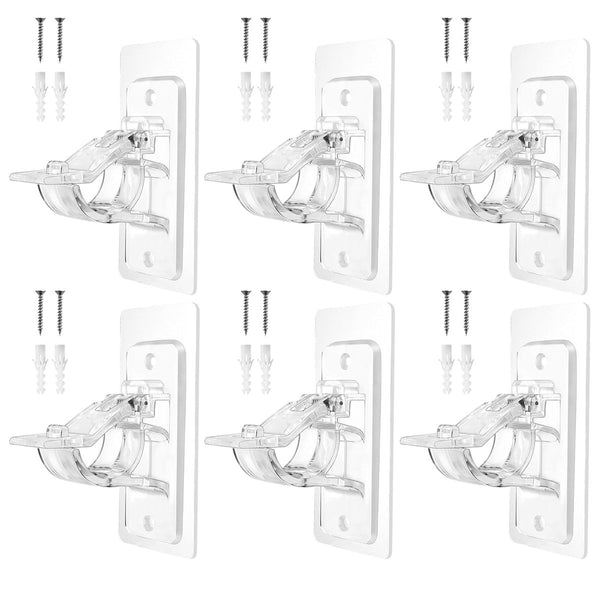 Cart In Mart 6Pack Adhesive Curtain Rod Holders No Drilling Nail-Free Adjustable Hooks