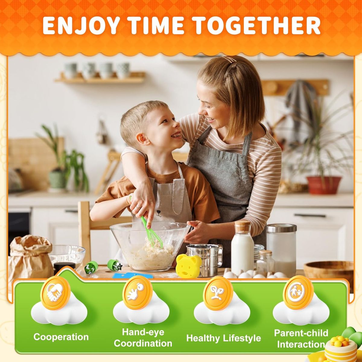 Cart In Mart 17 piece Kids Cooking Set Montessori Kitchen Toys Safe Knives Cutting Board