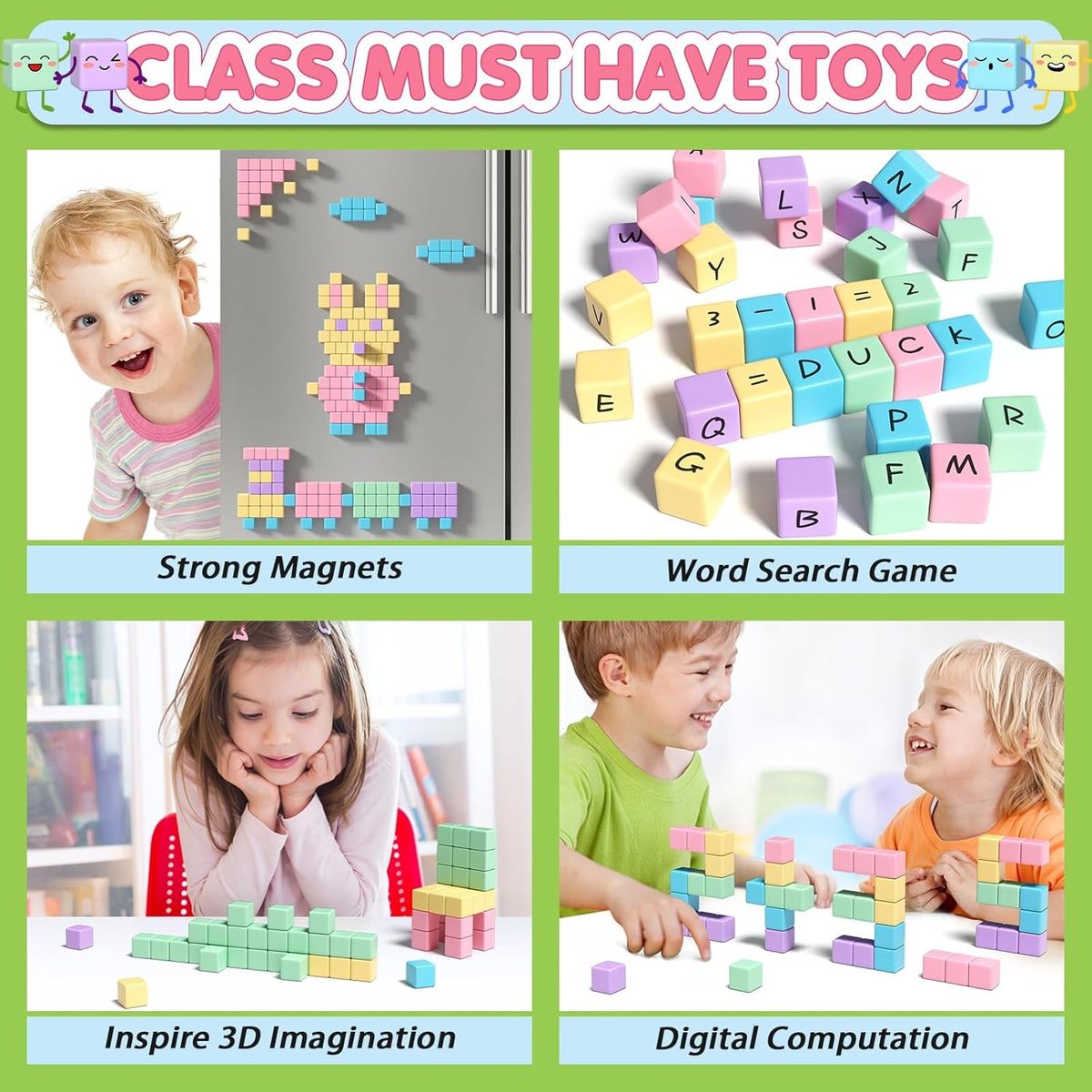 Cart In Mart 45-piece Magnetic Blocks STEM Magnet Building Cubes for Kids Toddler Learning