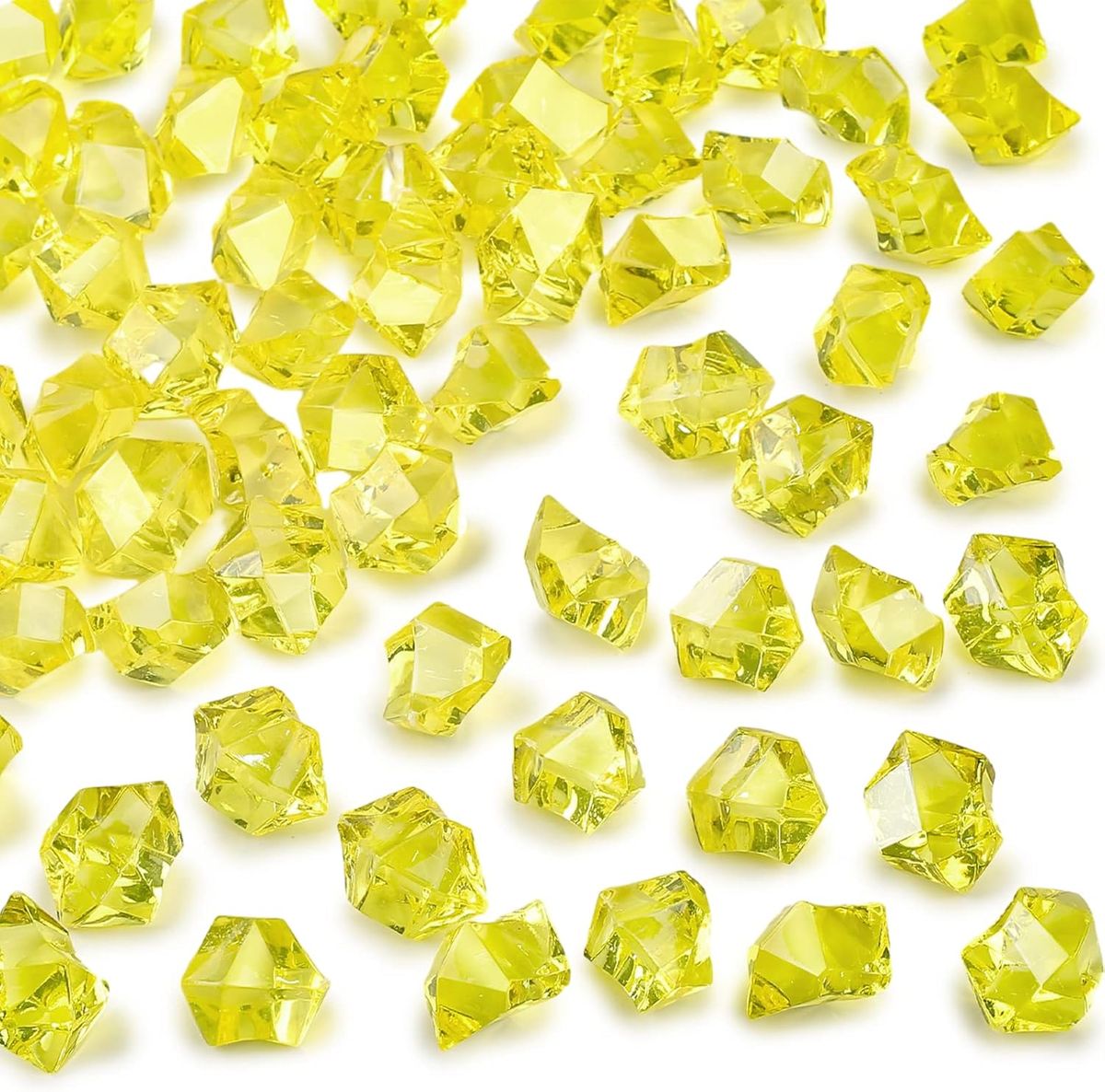 Cart In Mart 150 Pcs Fake Ice Rocks Acrylic Gems Crystals Plastic Diamonds Vase Fillers - Yellow