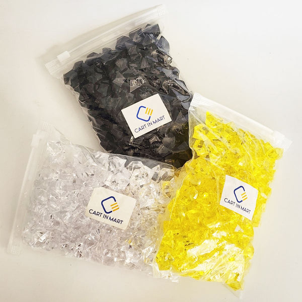 Cart In Mart 150 Pcs Fake Ice Rocks Acrylic Gems Crystals Plastic Diamonds Vase Fillers - Yellow