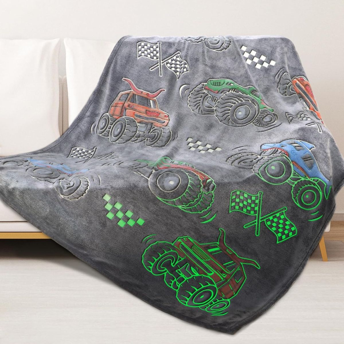 Cart In Mart Glow in The Dark Blanket Soft Fleece Cartoon Throw Blanket for Kids Bed Sofa