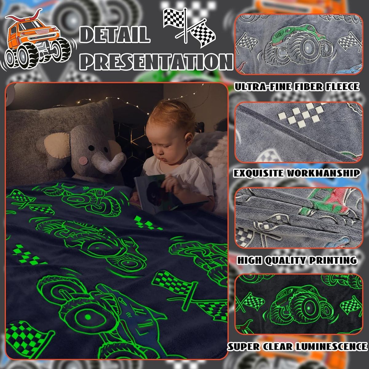 Cart In Mart Glow in The Dark Blanket Soft Fleece Cartoon Throw Blanket for Kids Bed Sofa