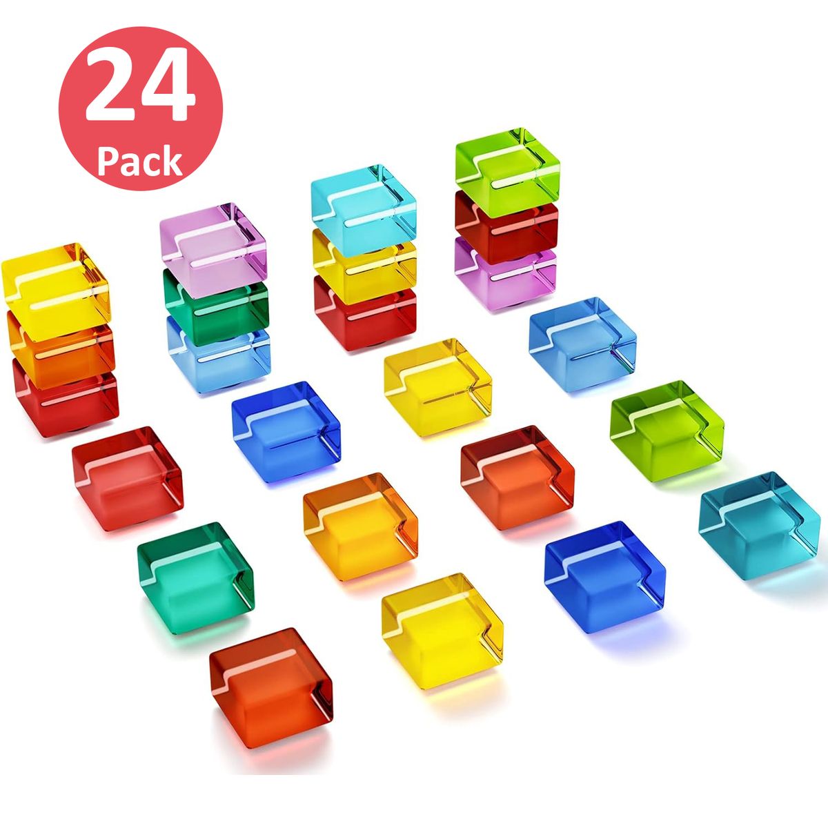 Cart In Mart 24Pcs Heavy Duty Refrigerator Magnets for Fridge Colorful Glass Decorative