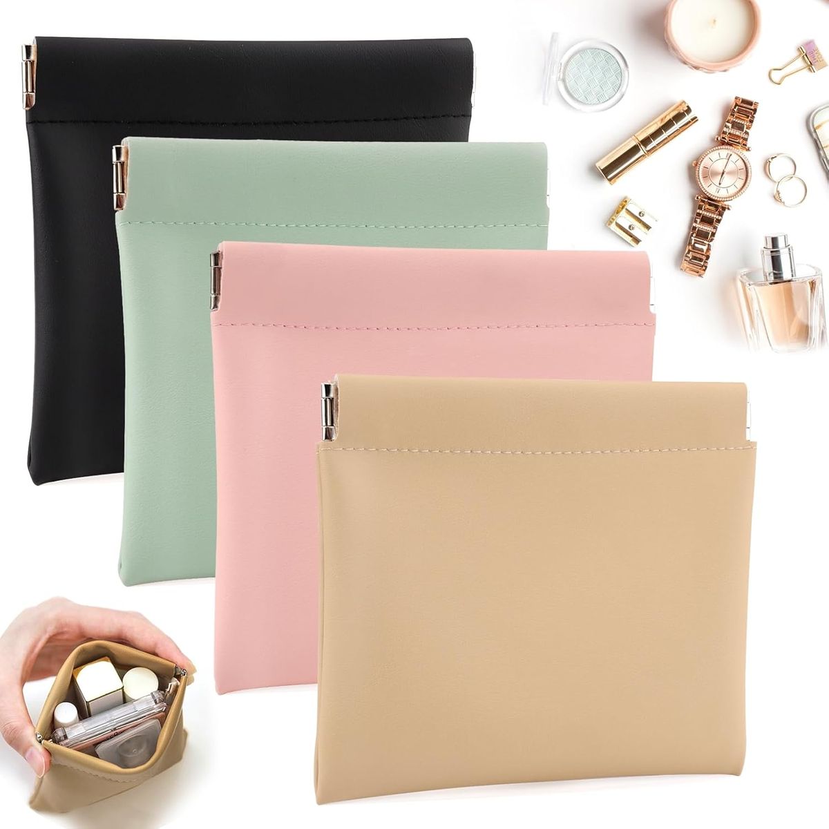 Cart In Mart 4 Piece Makeup Bags Portable Cosmetic Pouch Set for Women
