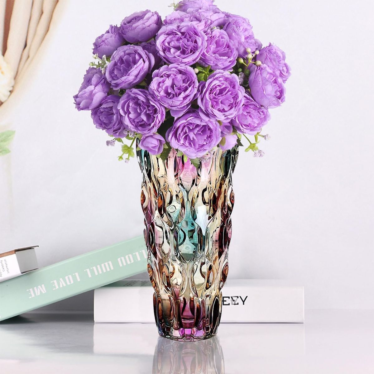 Cart In Mart Glass Vase For Flowers Heavy Duty Thickened Crystal Decorative Roses Vase