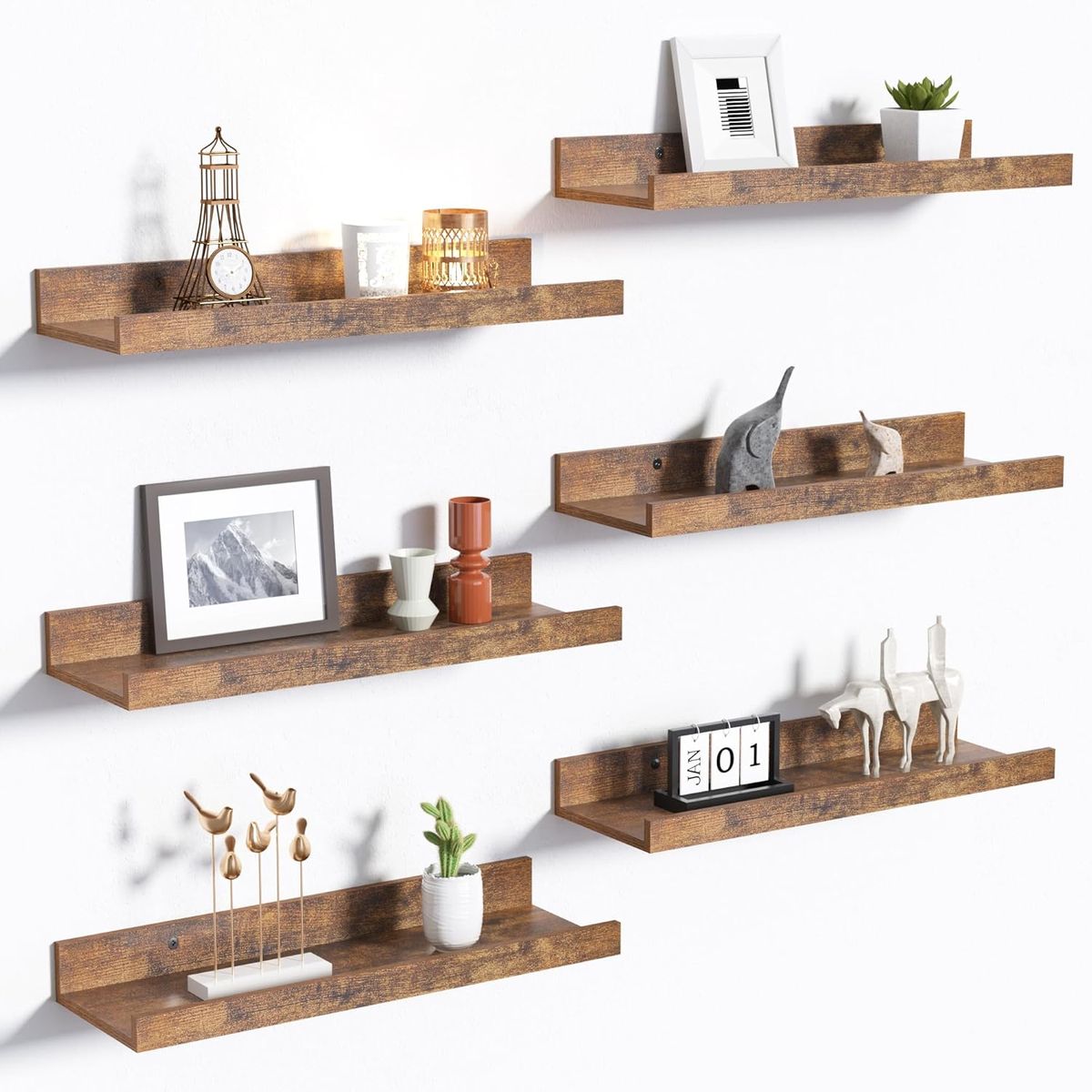 Cart In Mart Floating Wall Mounted Shelves Shelves Bedroom Kitchen Bathroom Storage 6 Pieces