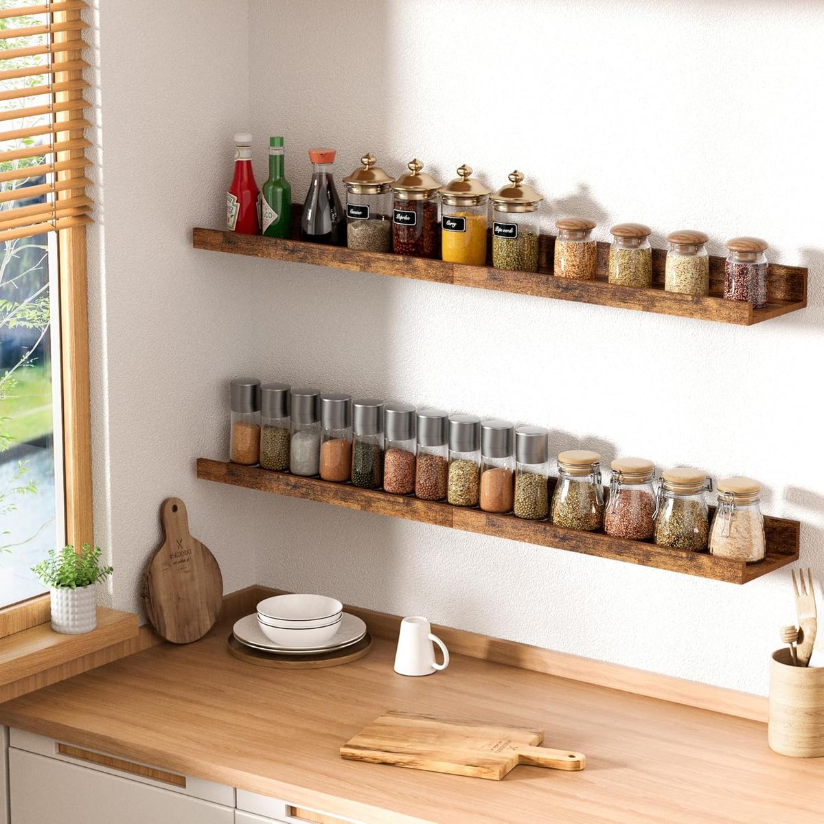 Cart In Mart Floating Wall Mounted Shelves Shelves Bedroom Kitchen Bathroom Storage 6 Pieces
