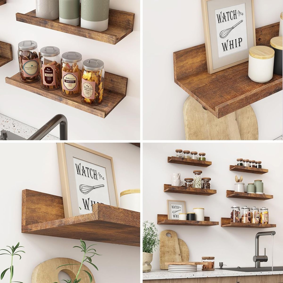 Cart In Mart Floating Wall Mounted Shelves Shelves Bedroom Kitchen Bathroom Storage 6 Pieces