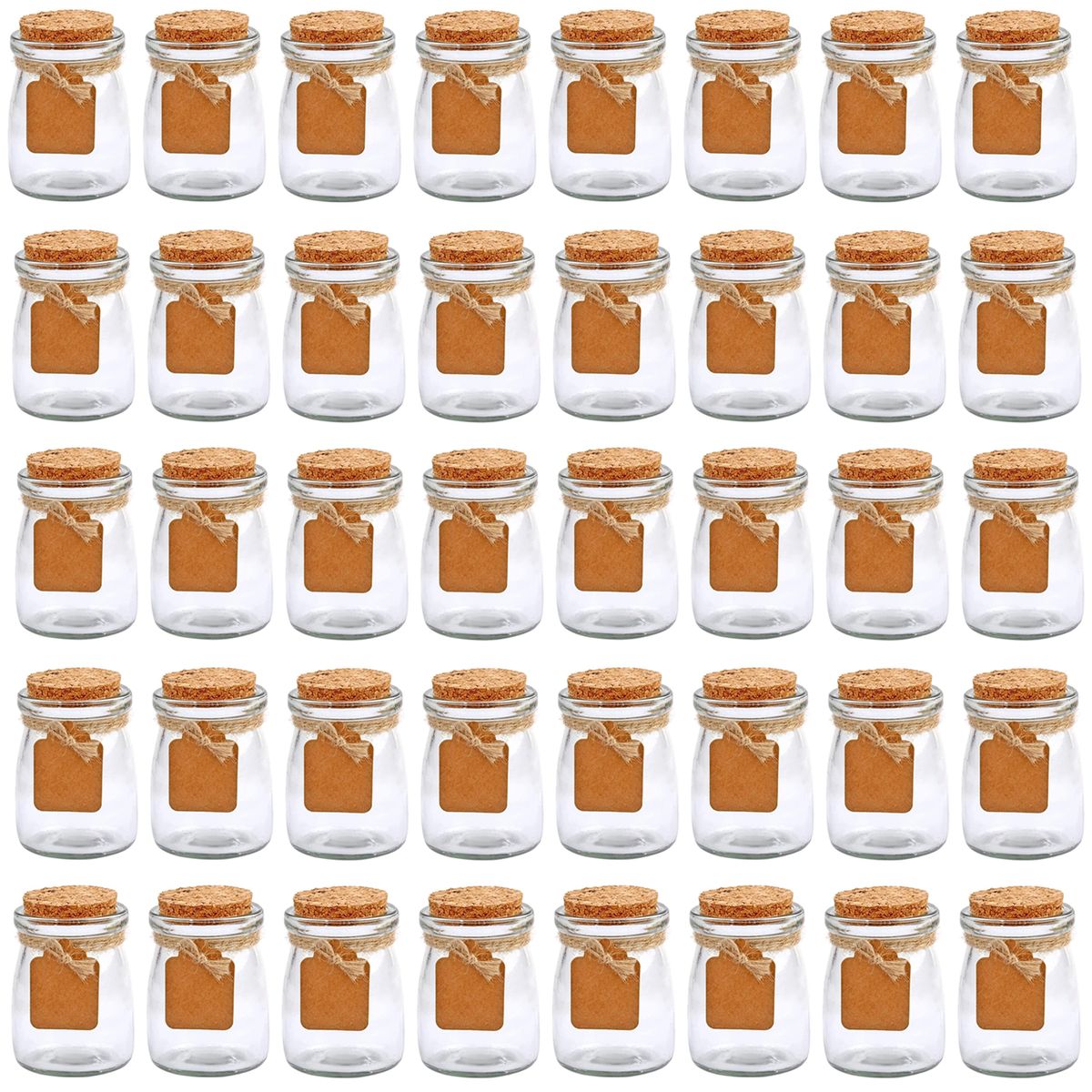 Cart In Mart 40 Pack Glass Favor Jars & Cork Lids Mini Mason Jars for Yogurt Party Gift