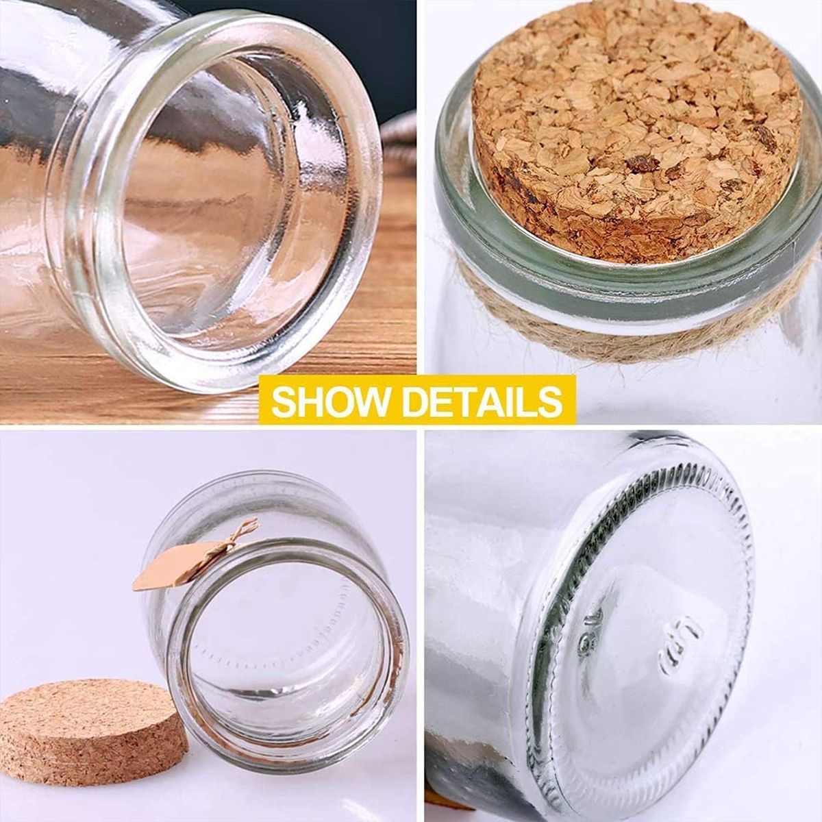 Cart In Mart 40 Pack Glass Favor Jars & Cork Lids Mini Mason Jars for Yogurt Party Gift