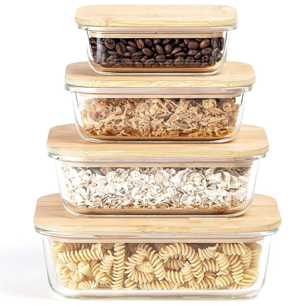 Cart In Mart Glass Food Storage Containers with Bamboo Lid Meal Prep Containers Airtight