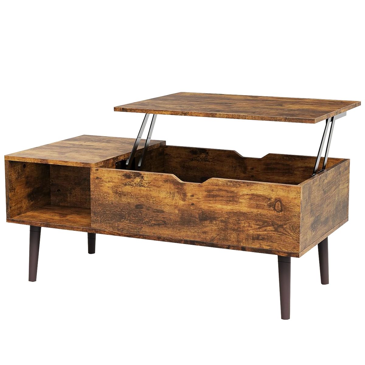 Cart In Mart Lift Top Wooden Center Coffee Table Living Room - Hidden Storage & Shelves