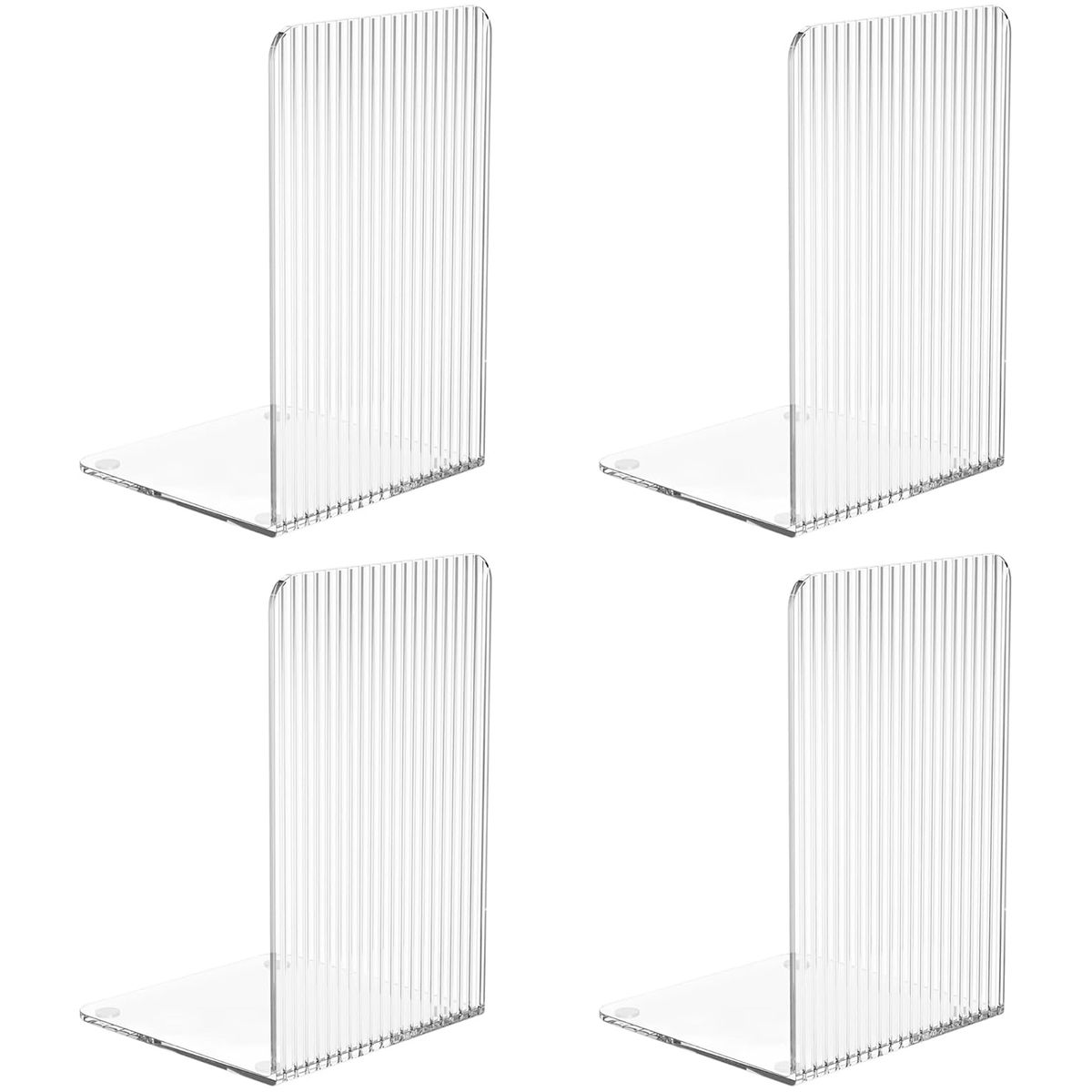 Cart In Mart 4 Pack Clear Acrylic Book Ends Heavy Duty Bookends Shelves Desktop Organizer