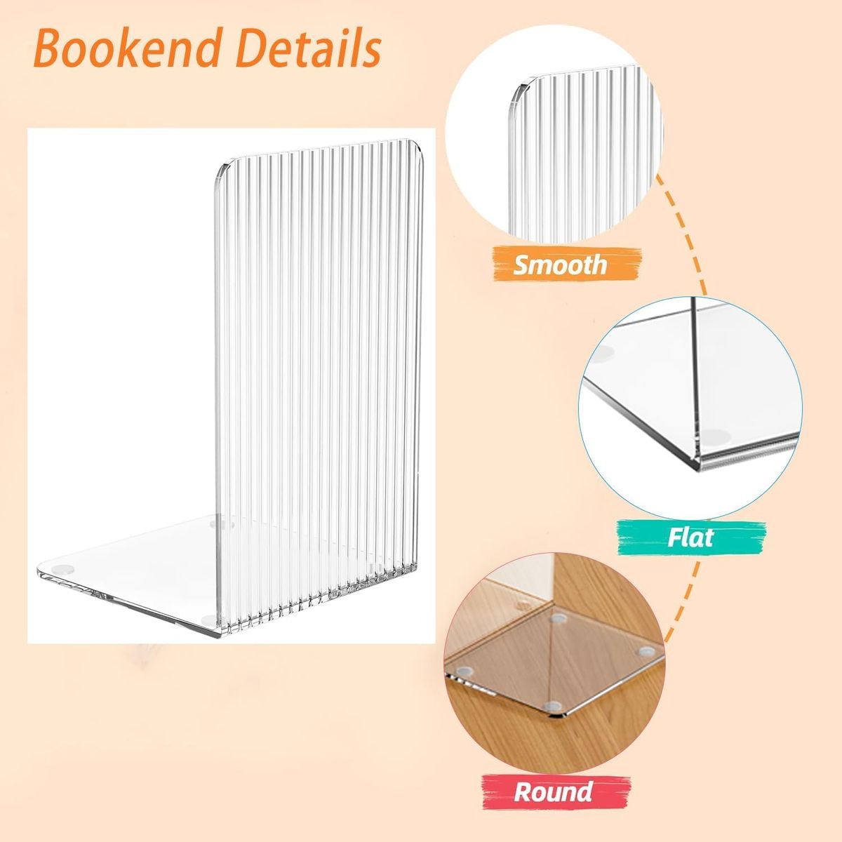 Cart In Mart 4 Pack Clear Acrylic Book Ends Heavy Duty Bookends Shelves Desktop Organizer