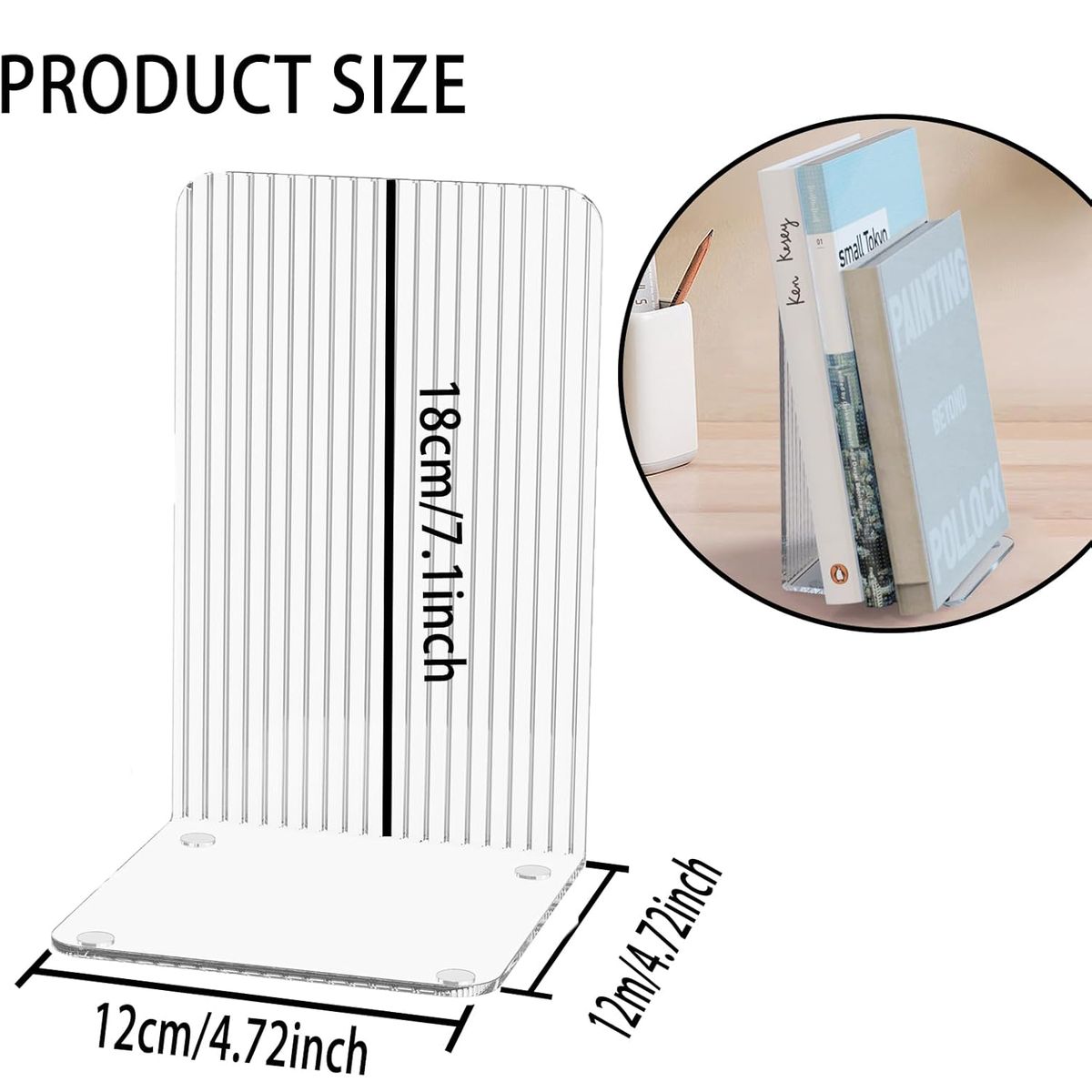 Cart In Mart 4 Pack Clear Acrylic Book Ends Heavy Duty Bookends Shelves Desktop Organizer