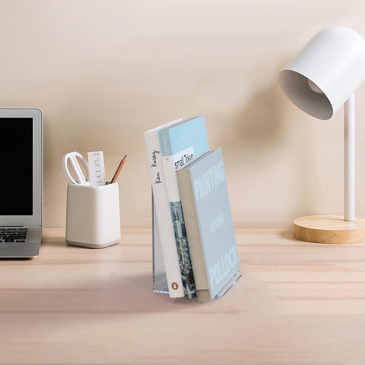 Cart In Mart 4 Pack Clear Acrylic Book Ends Heavy Duty Bookends Shelves Desktop Organizer