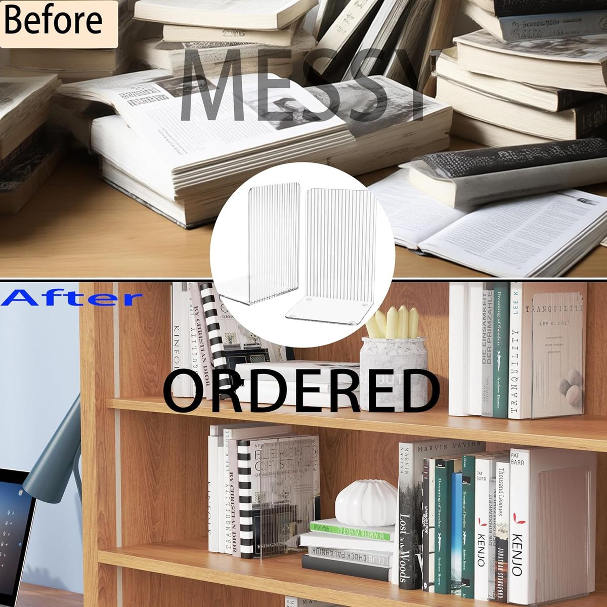 Cart In Mart 4 Pack Clear Acrylic Book Ends Heavy Duty Bookends Shelves Desktop Organizer