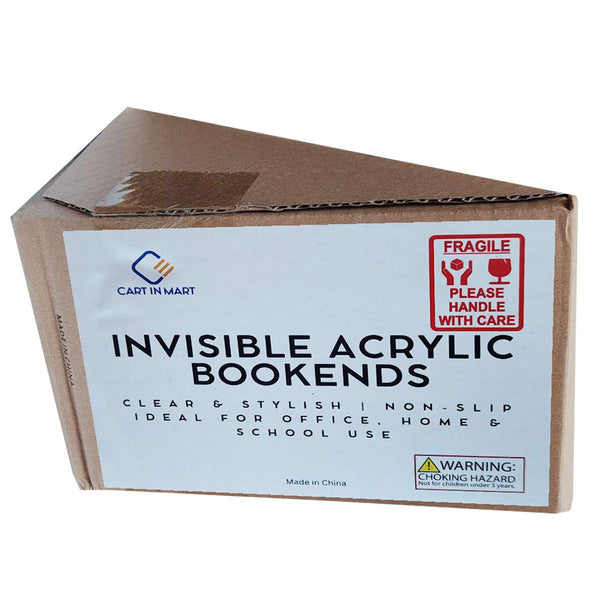 Cart In Mart 4 Pack Clear Acrylic Book Ends Heavy Duty Bookends Shelves Desktop Organizer