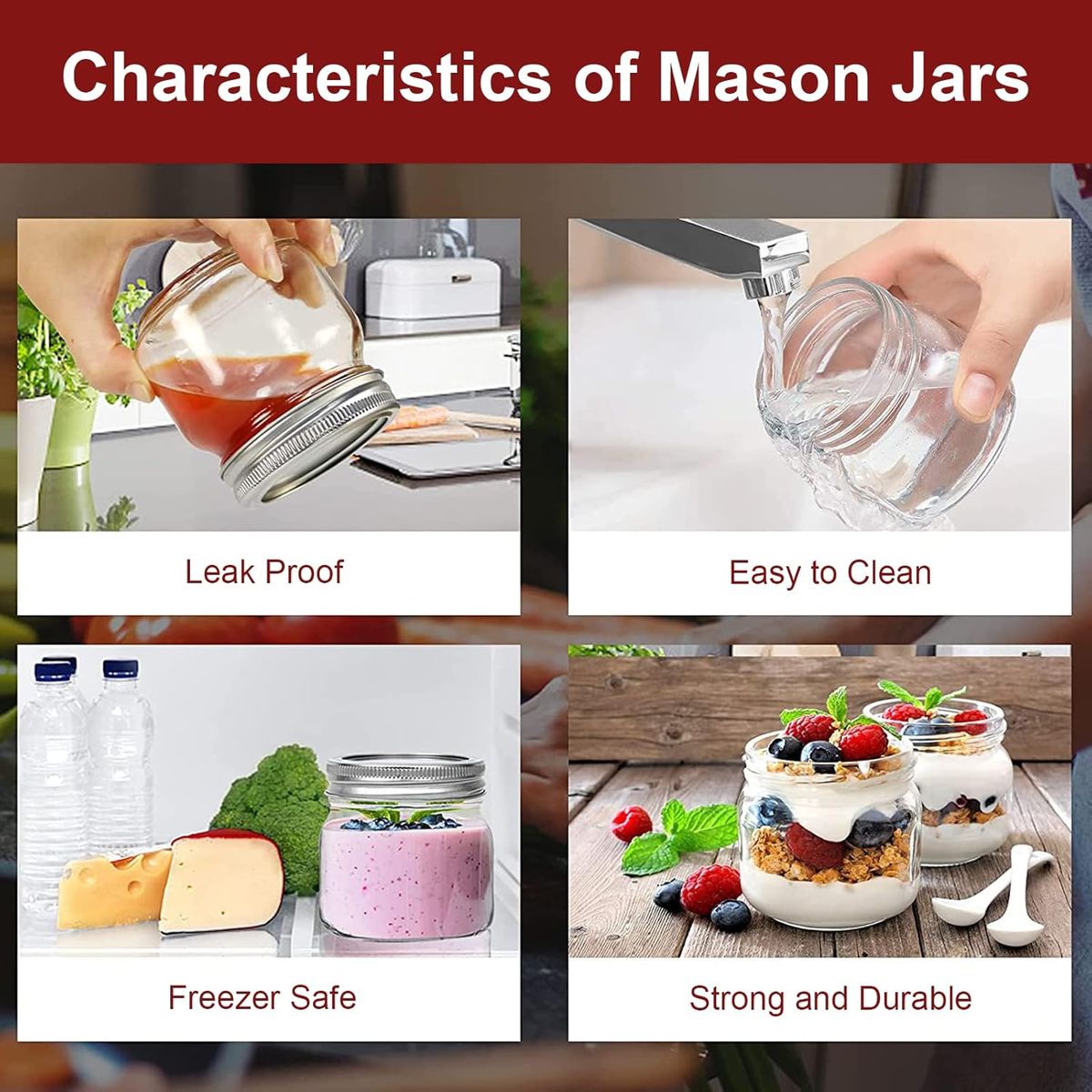Cart In Mart 30 Piece Clear Glass Mason Jars Regular Mouth Silver Metal Lids Food Storage