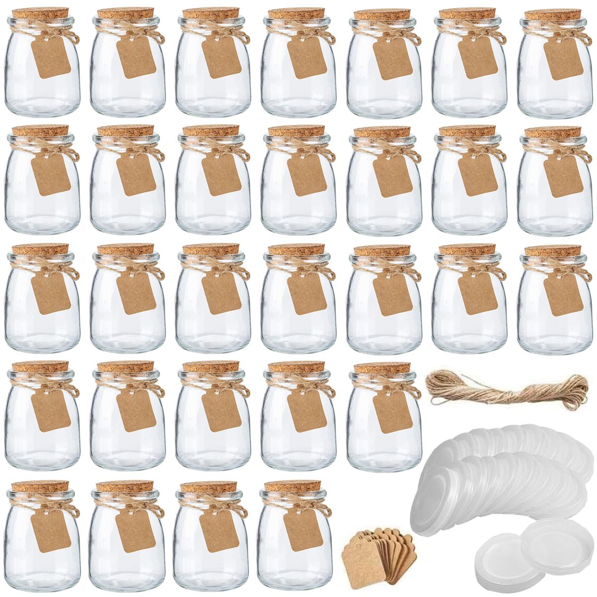 Cart In Mart Mini Yogurt Jars 30 Pack Glass Favor Jars with Cork Lids Mason Pudding Jar