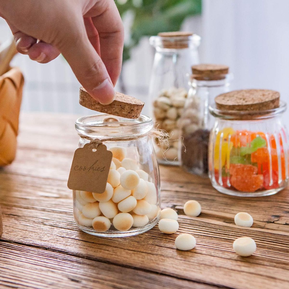 Cart In Mart Mini Yogurt Jars 30 Pack Glass Favor Jars with Cork Lids Mason Pudding Jar