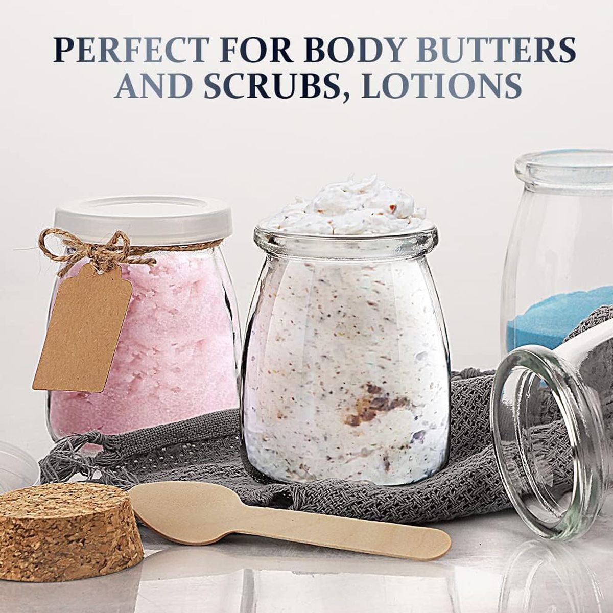 Cart In Mart Mini Yogurt Jars 30 Pack Glass Favor Jars with Cork Lids Mason Pudding Jar