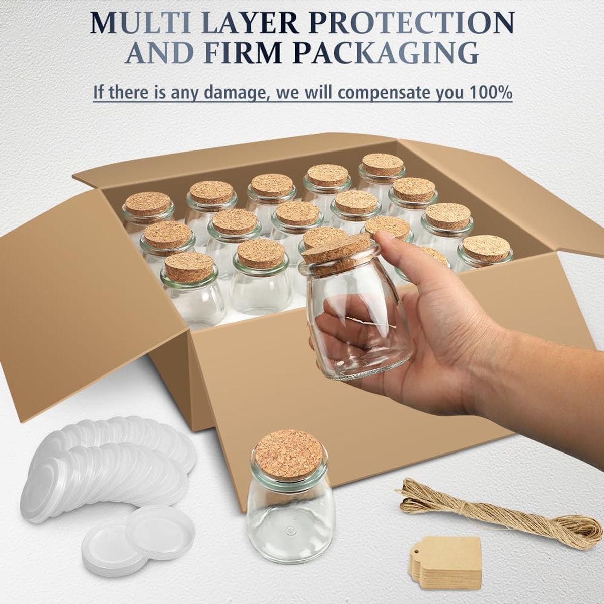 Cart In Mart Mini Yogurt Jars 30 Pack Glass Favor Jars with Cork Lids Mason Pudding Jar