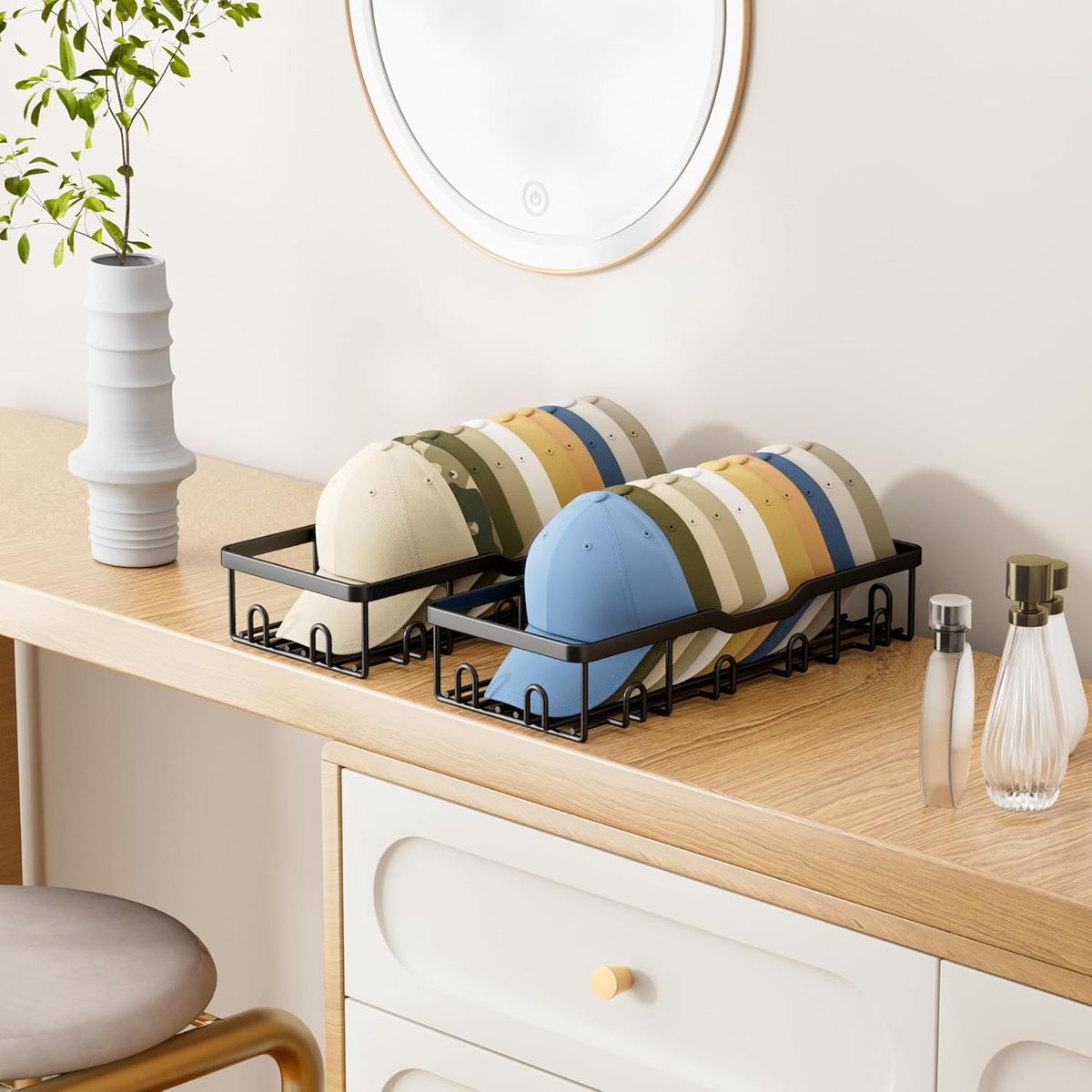 Cart In Mart Wall Mounted Metal Hat Organiser - Caps Storage Rack - 2 Pack