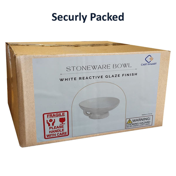 Cart In Mart Stoneware Serving Decorative Bowl White Reactive Glaze Ceramic Salad Bowl