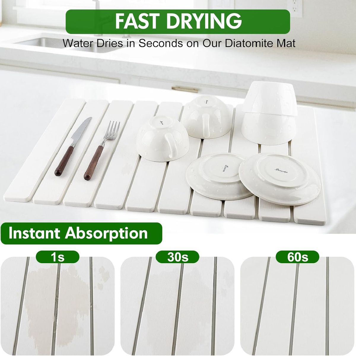Cart In Mart Large Fast Dry Stone Mat Diatomaceous Drying Board Kitchen Counter Bathroom