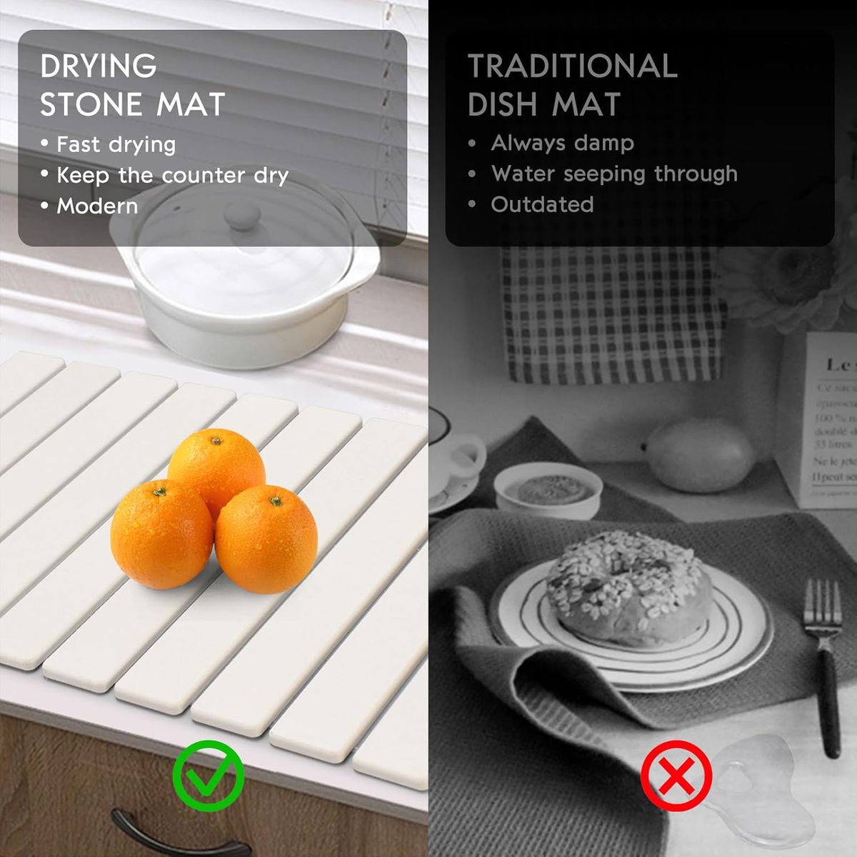 Cart In Mart Large Fast Dry Stone Mat Diatomaceous Drying Board Kitchen Counter Bathroom