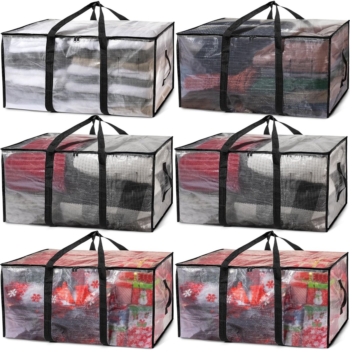 Cart In Mart 6Pack Oversized Moving Bags With Reinforced Handle Heavy-Duty Storage