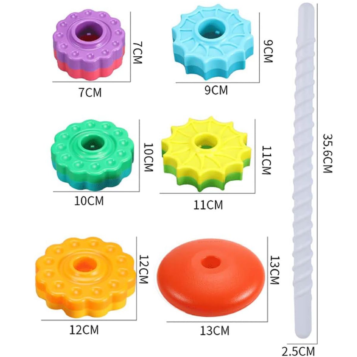 Cart In Mart Baby Spinning Stacking Toys Montessori Rainbow Ring Stacker 1-3 Year Olds