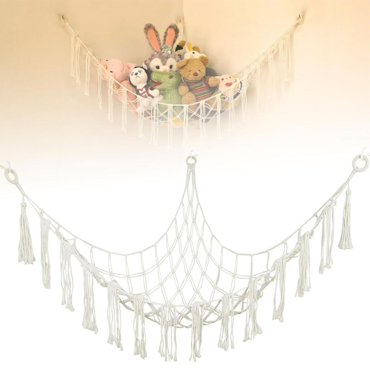 Cart In Mart Stuffed Animal Storage Hammock Net Corner Large Macrame Toy Organizer